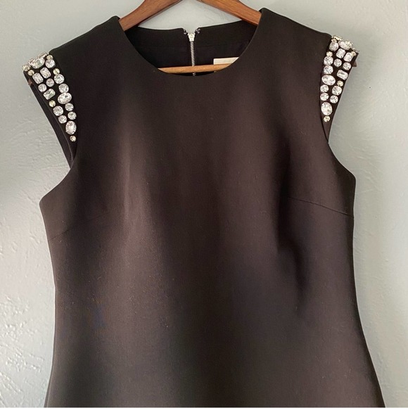 Elegant Kate Spade Embellished Rhinestone Black Midi Cocktail Dress Size 6 - Picture 2 of 13